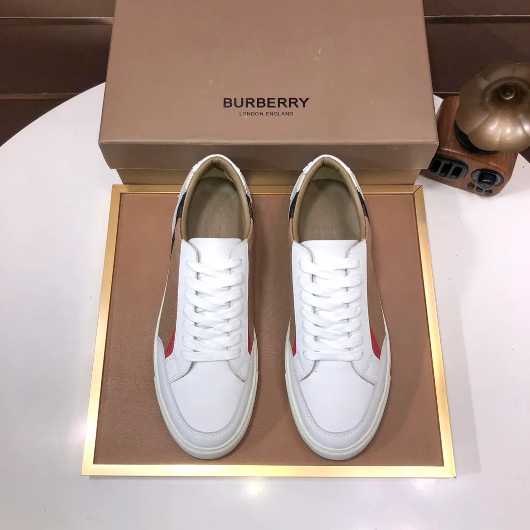 Men's shoes 💰480💰 [Burberry] (cowhide lining) classic low-top sneakers｜Imported cowhide with classic plaid fabric｜Cowhide lining｜Original outsole｜Fine workmanship and comfortable to wear Size: 38-44 (customized at 45)